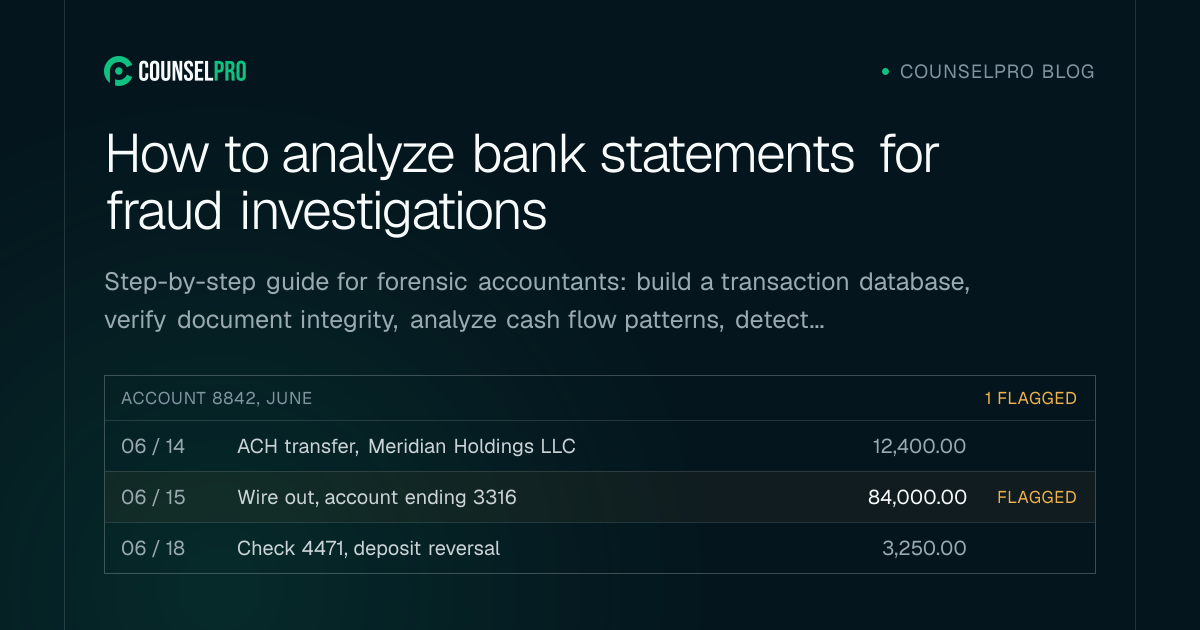 How to analyze bank statements for fraud investigations | CounselPro