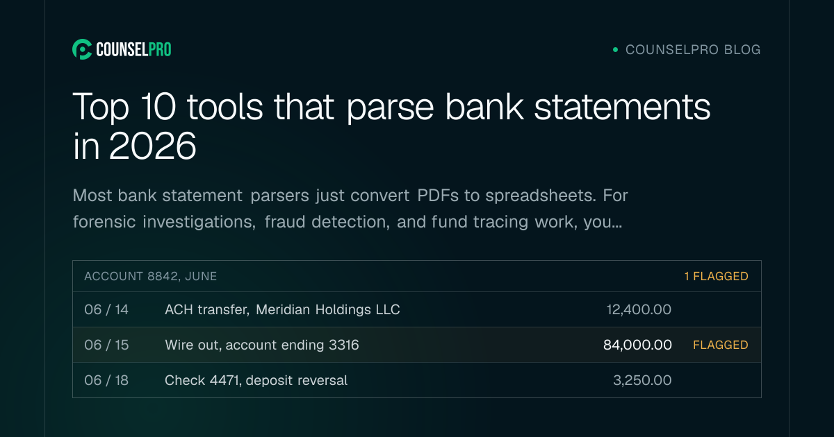 Top 10 tools that parse bank statements in 2026 | CounselPro